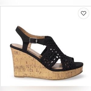 SO Black Crochet Wedge Sandals size 10